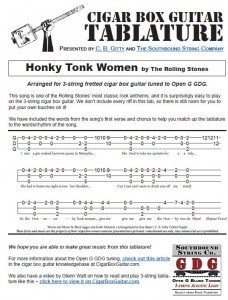 Honky Tonk Women by The Rolling Stones - Tablature for Cigar Box Guitars