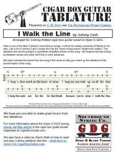 I Walk the Line by Johnny Cash - Cigar Box Guitar Tabs PDF