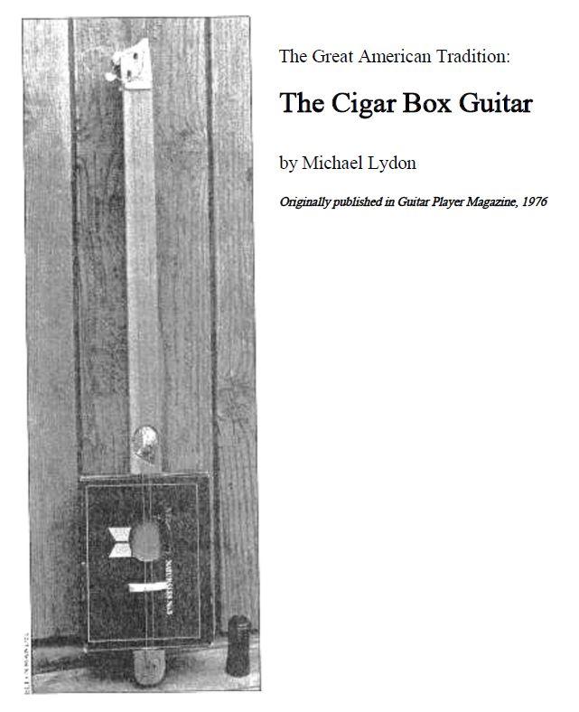 2-string Cigar Box Guitar Plans - Guitar Player Magazine 1976