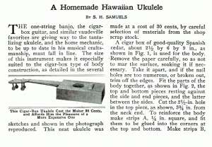 Popular Mechanics Cigar Box Ukulele Article - June 1917