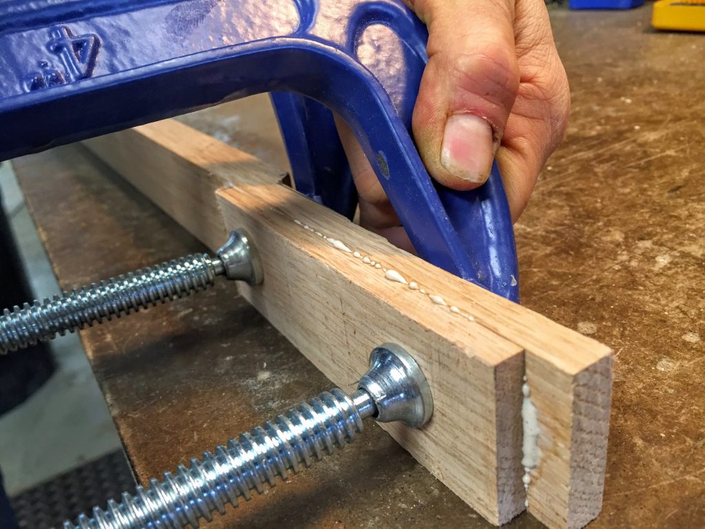 16 Clamp glued pieces of straight headstocl