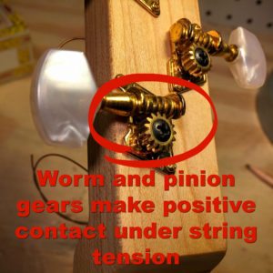 worm and pinion gears on an open gear tuner