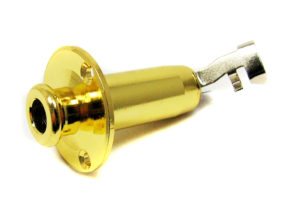 This strap button endpin jack is mounted from outside the instrument using three small screws.