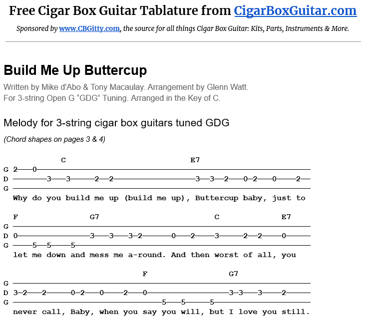 build me up buttercup guitar chords