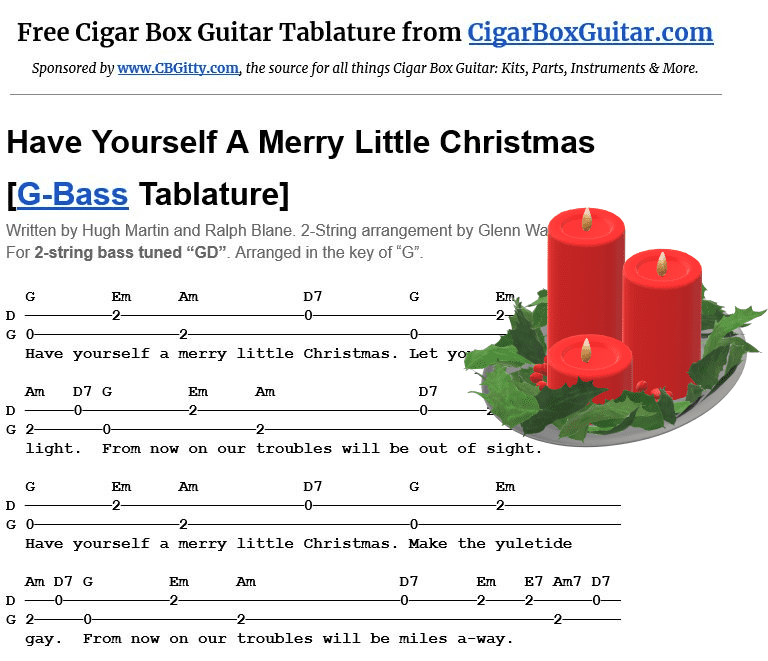 Have Yourself A Merry Little Christmas 2-string G-Bass tablature