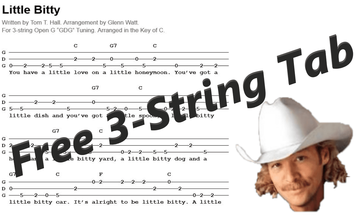 Little Bitty Performed By Alan Jackson – 3-String Cigar Box Guitar Tab